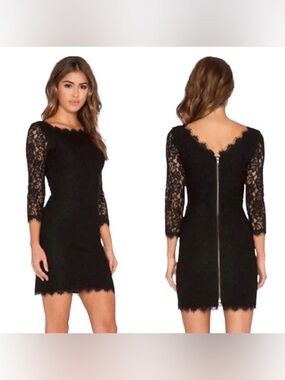 Diane von Furstenberg Zarita Dress Black Lace Size 6